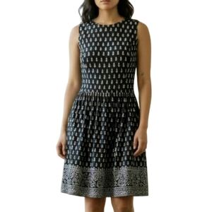 Brooks Brothers Floral Fit & Flare Dress Size 6 Navy Garden Party Cottagecore